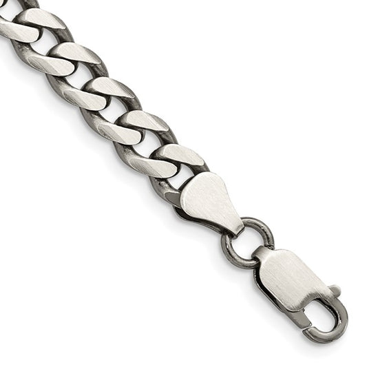 Sterling Silver Antiqued Curb Chain/Bracelet