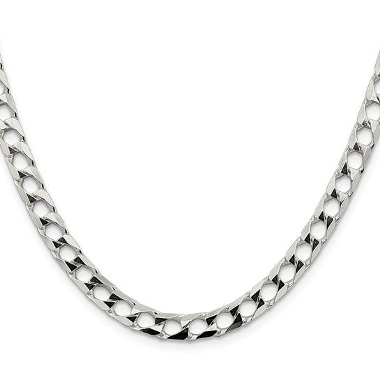 Sterling Silver Diamond Cut Square Curb Chain/Bracelet