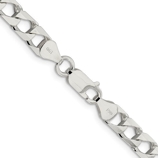 Sterling Silver Diamond Cut Square Curb Chain/Bracelet