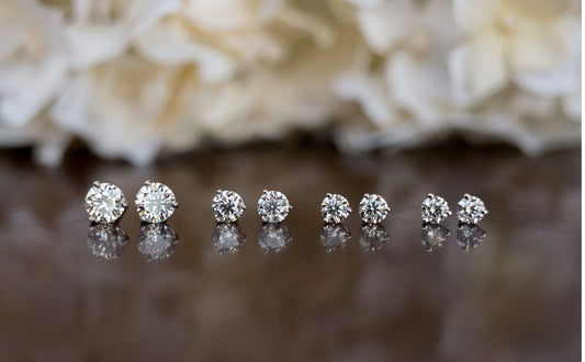14K 1/10 - 7 Carat Lab Grown Diamond Stud Earrings With Screw Back Post