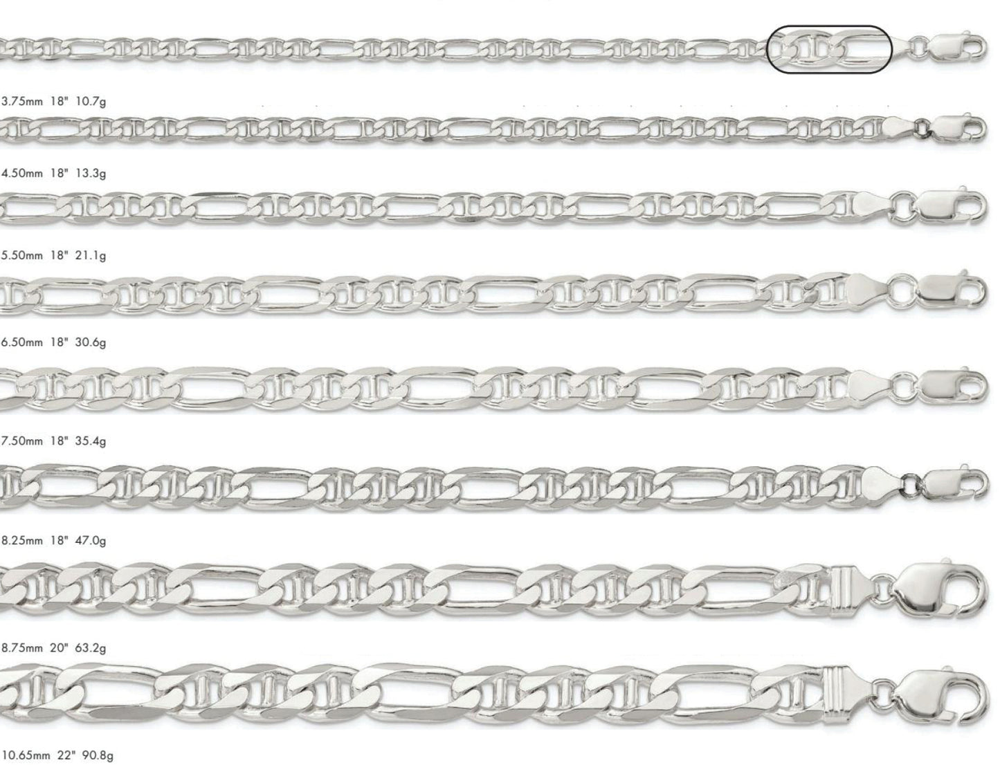 Sterling Silver Figaro Anchor