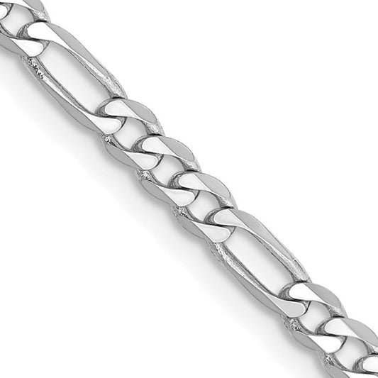 14K Flat Figaro Chain White Gold