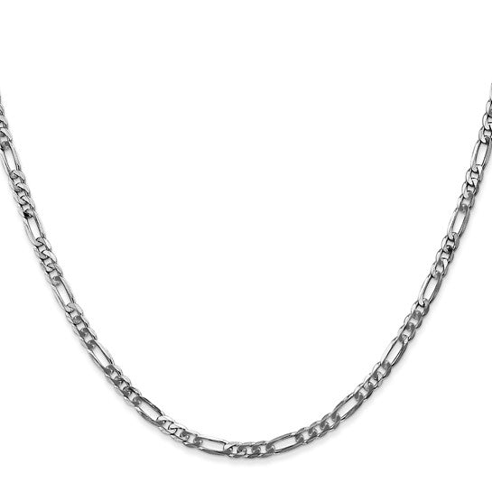 14K Flat Figaro Chain White Gold