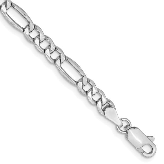 14K Figaro Semi Solid Chain White Gold
