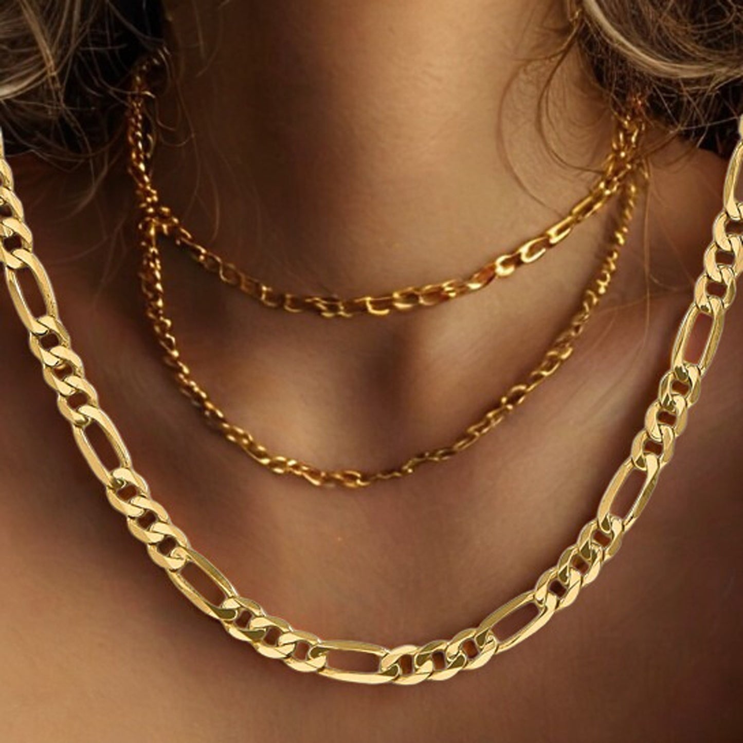 14K Flat Figaro Chain Yellow Gold