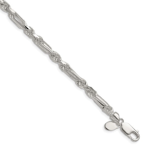 Sterling Silver Figarope Diamond Cut Chain/Bracelet