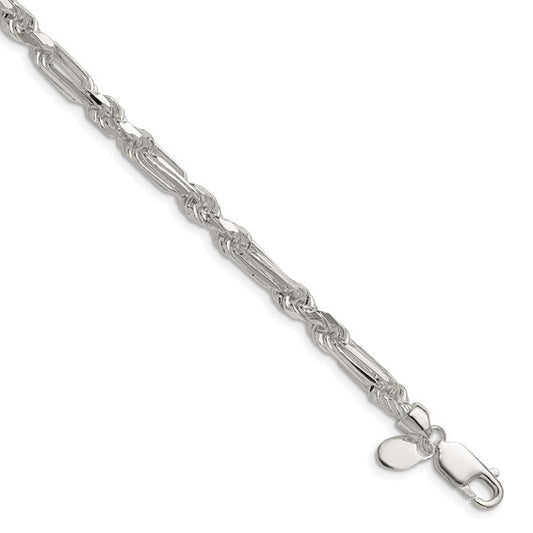 Sterling Silver Figarope Diamond Cut Chain/Bracelet