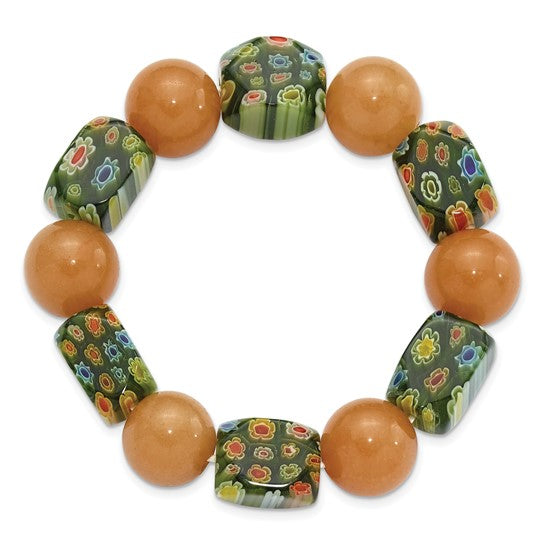 Natural Aventurine & Glass Bead Bracelet