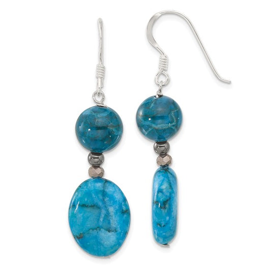 Natural Hematite, Howlite, Jasper, & Crystal Earrings Sterling Silver