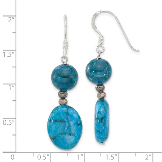 Natural Hematite, Howlite, Jasper, & Crystal Earrings Sterling Silver