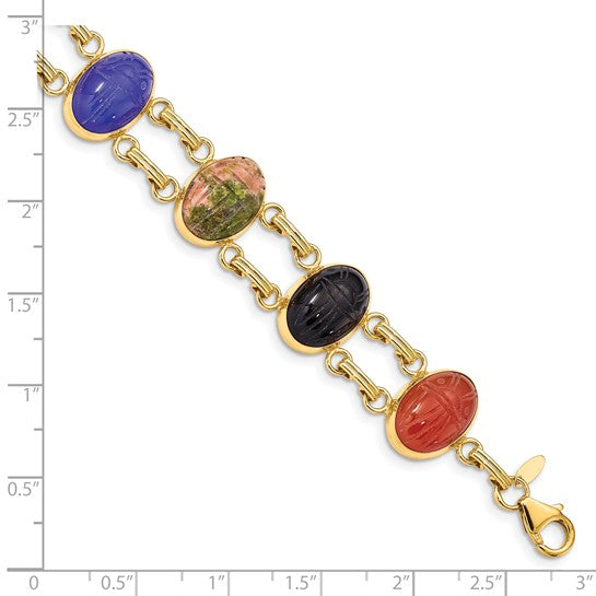 Natural Stone Multi Bracelet 14K Gold