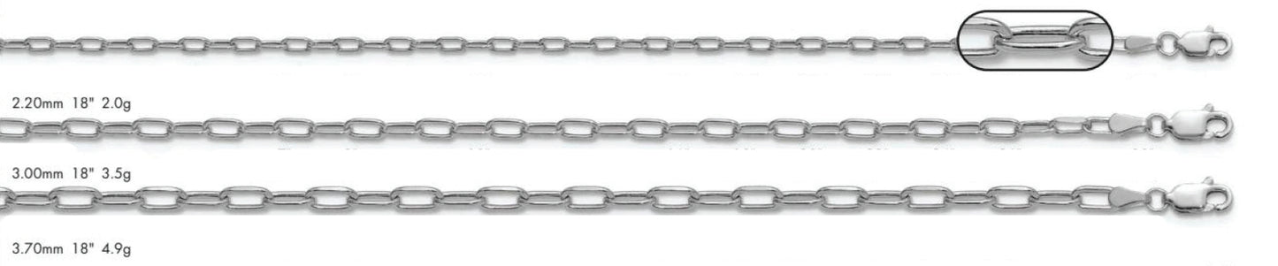 14K Paper Clip Chain White Gold