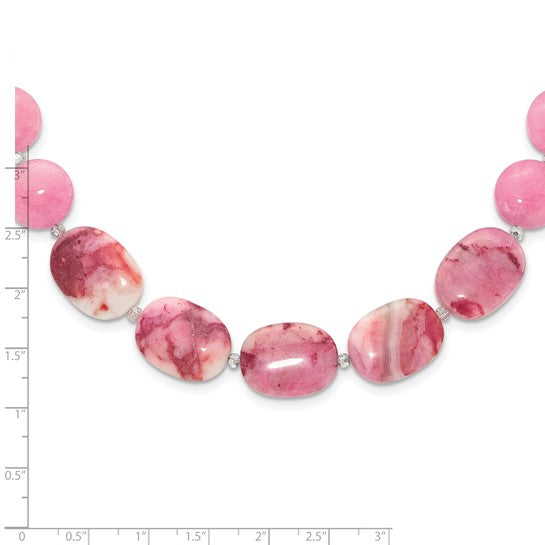 Natural Pink Agate, Quartz, & Crystal Sterling Silver Necklace