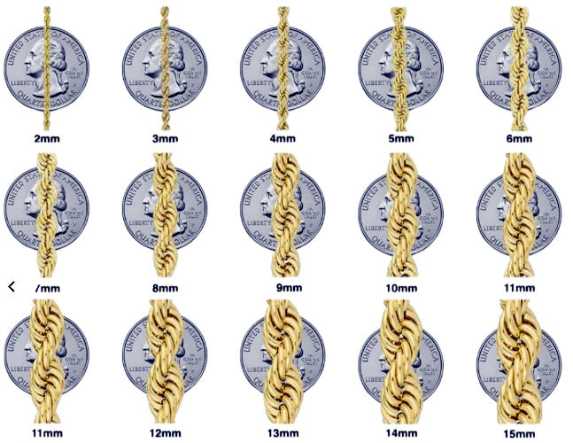 14K White Gold Rope Chain