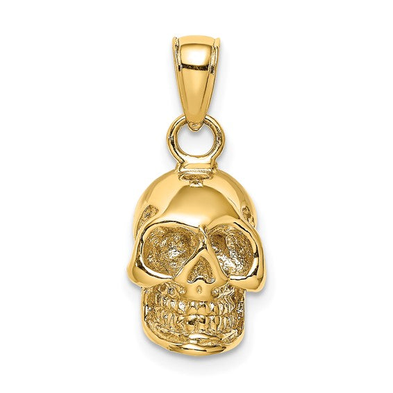 Skull 3D Pendant Charm 14K Gold