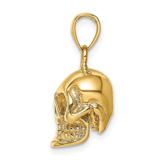 Skull 3D Pendant Charm 14K Gold