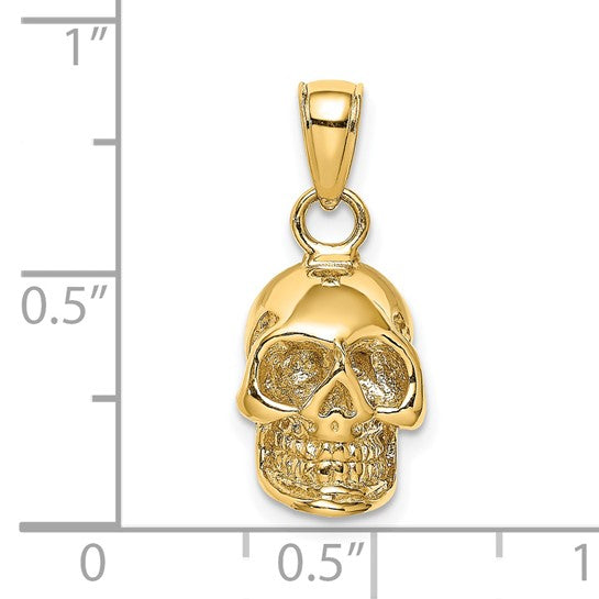 Skull 3D Pendant Charm 14K Gold