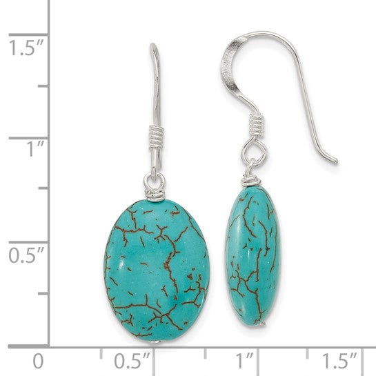 Turquoise Reconstructed Magnesite  Earrings Sterling Silver