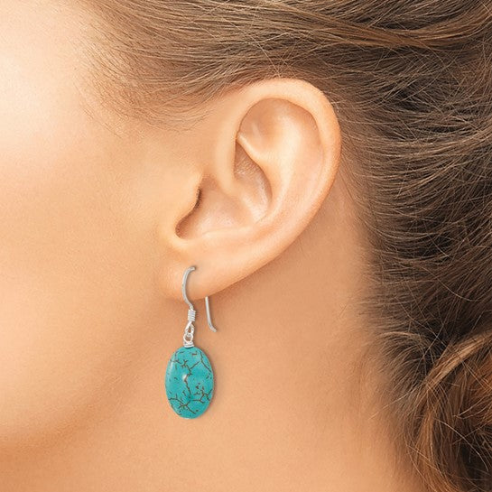 Turquoise Reconstructed Magnesite  Earrings Sterling Silver