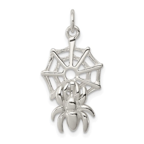 Spider Web Pendant Charm Sterling Silver
