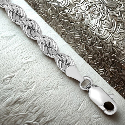 10K White Gold Diamond Cut Rope Chain