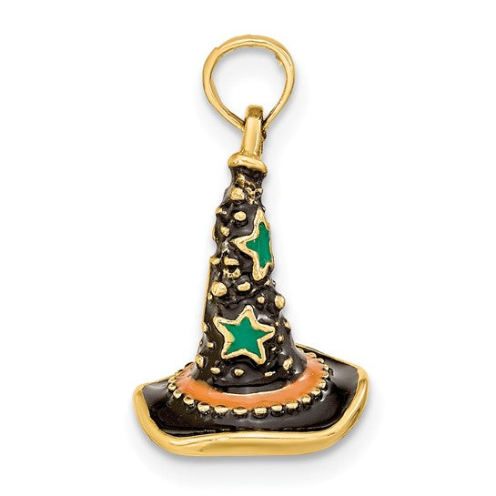Witch Hat 3D 14k Gold Pendant Charm